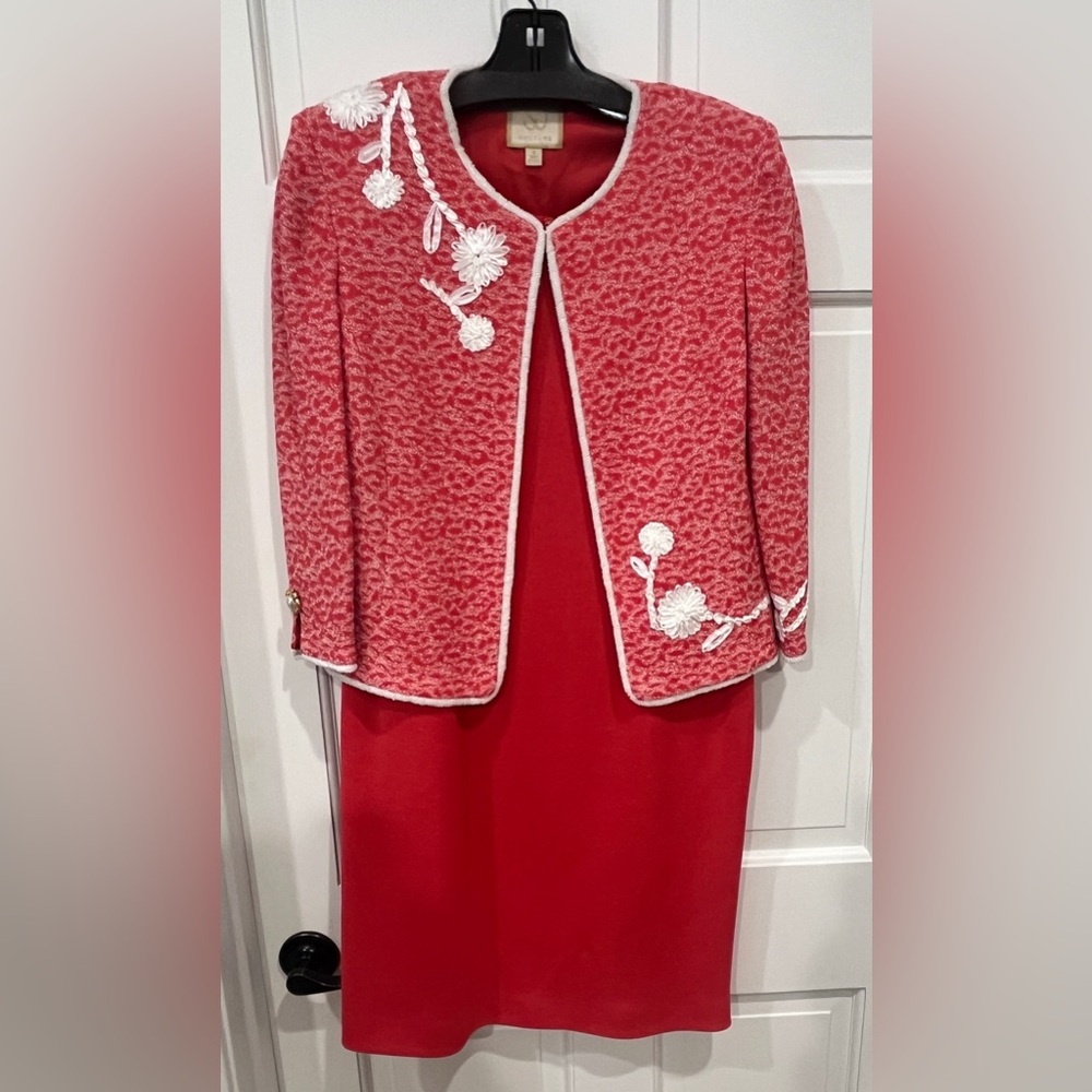 St. John Couture Women's Luxury Red Dress and Blazer. Size 4. EUC!